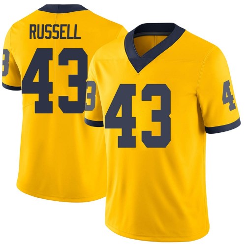 Andrew Russell Michigan Wolverines Men's NCAA #43 Maize Limited Brand Jordan College Stitched Football Jersey GPW3854QD